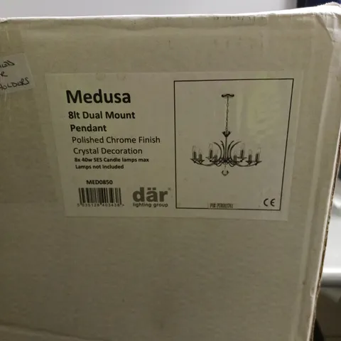 BOXED DAR LIGHTING MEDUSA 8 LIGHT DUAL MOUNT PENDANT LIGHT IN POLISHED CHROME