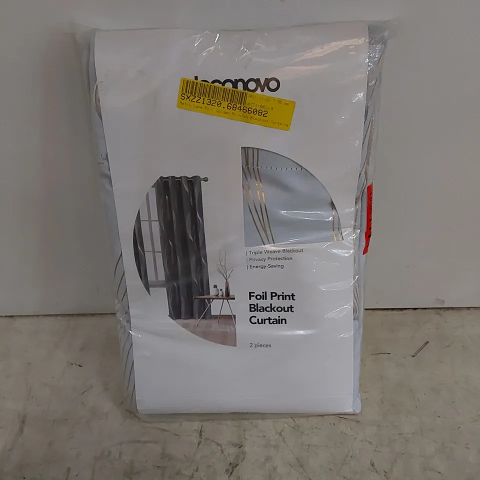 BAGGED METRO LANE FOIL GOLDEN PRINTED BLACKOUT CURTAINS // SIZE: 140 X 183cm