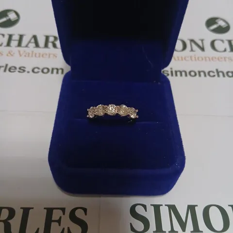 18CT WHITE GOLD FIVE STONE HALF ETERNITY RING SET WITH NATURAL DIAMONDS WEIGHING +1.55CT