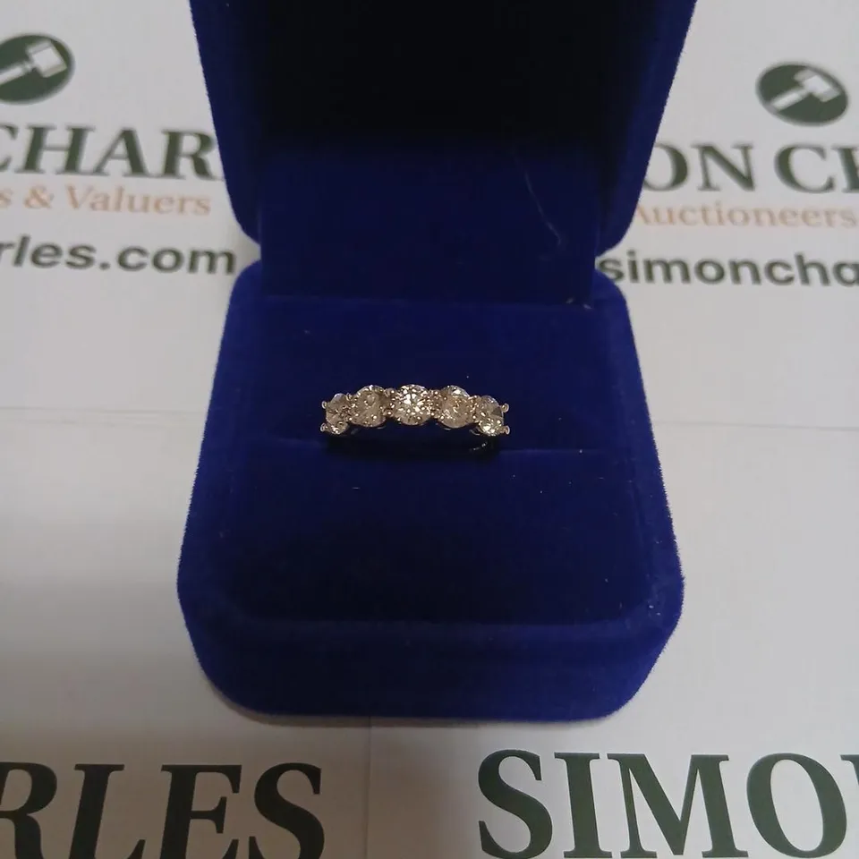 18CT WHITE GOLD FIVE STONE HALF ETERNITY RING SET WITH NATURAL DIAMONDS WEIGHING +1.55CT