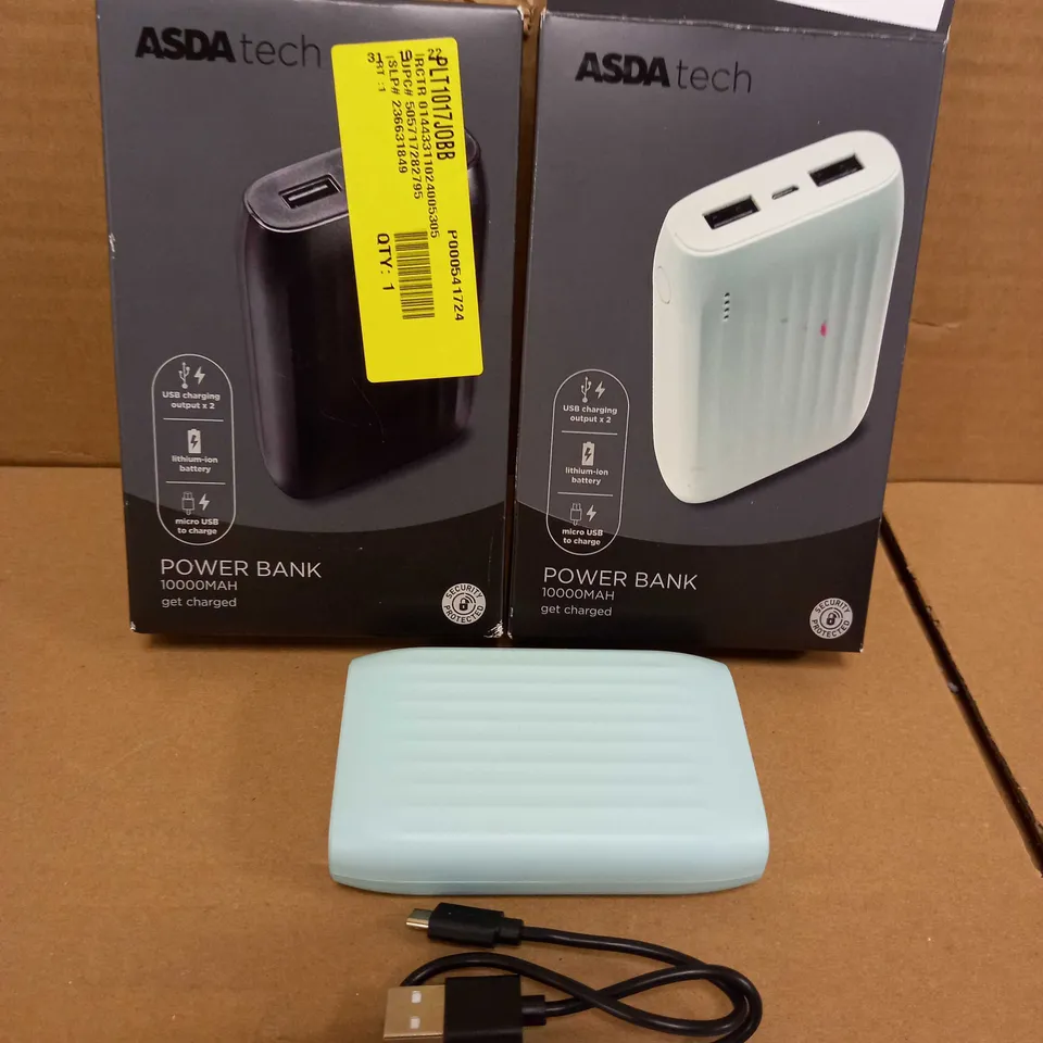 LOT OF 2 ASSORTED ASDA TECH POWER BANKS	