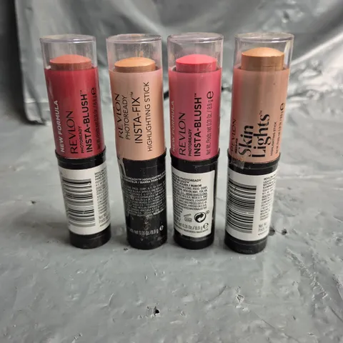 APPROXIMATELY 40 REVLON BLUSH AND HIGHLIGHTER STICKS - ASSORTED SHADES