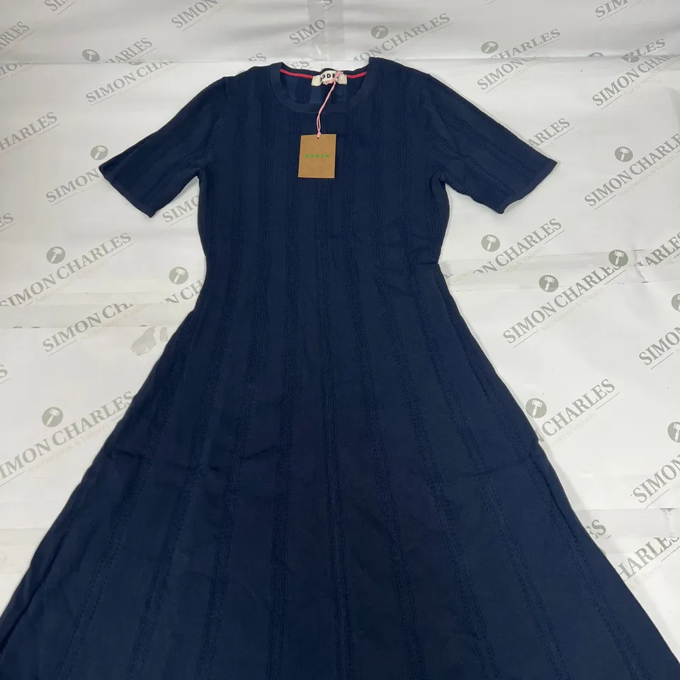 BODEN FLARED STITCH MIDI DRESS IN NAVY SIZE 6R
