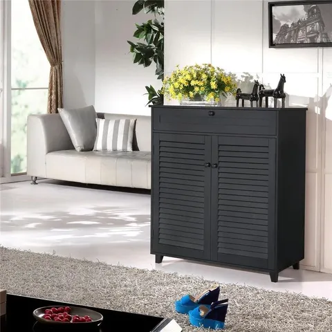 BOXED YAHEETECH STORAGE CABINET WITH DRAWER - BLACK