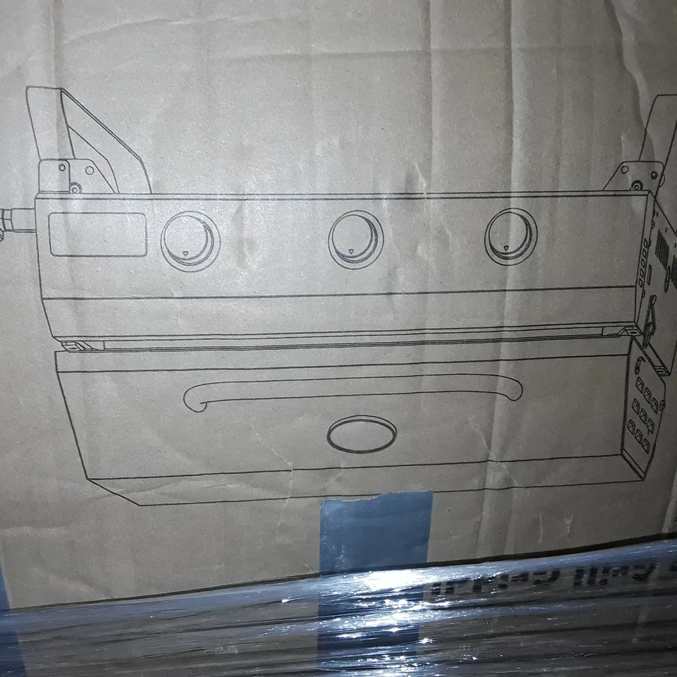 UNPROCESSED PALLET OF ASSORTED ITEMS TO INCLUDE OFFICE CHAIR, BOXED DESK AND GAS GRIP GRIDDLE