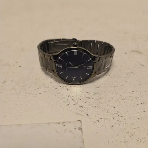 SEKONDA STAINLESS STEEL WATCH WITH BLUE DIAL, BOXED