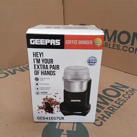 BOXED GEEPAS COFFEE GRINDER - BLACK/SILVER (1 BOX)