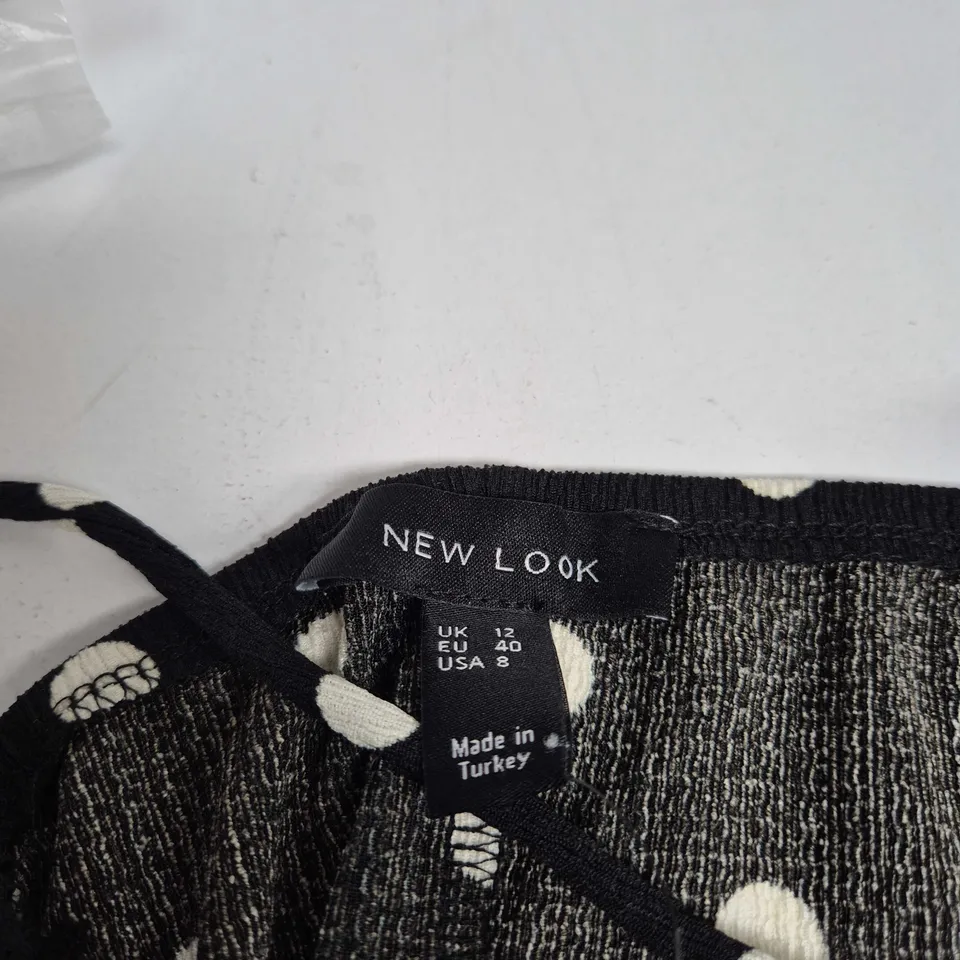 NEW LOOK WOMEN'S BLACK POLKA DOT DRESS - UK 12 (EU 40) MADE IN TURKEY