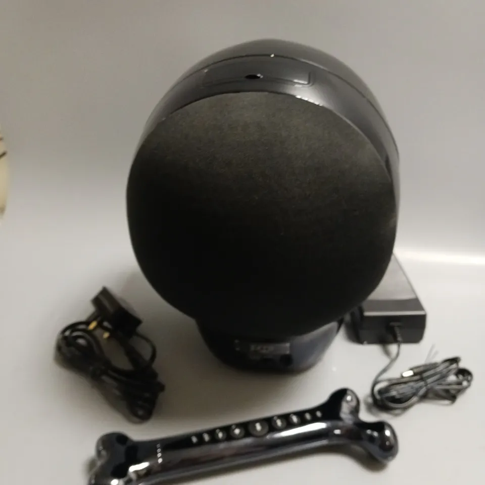 JARRE AERO SKULL HD+ BLUETOOTH ENABLED SPEAKER IN BLACK INCLUDED REMOTE, ADAPTER, CHARGING CABLE AND IPHONE/IPOD PORT