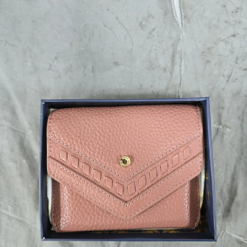 PAUL COSTELLOE DRESSAGE PINK PEBBLED LEATHER WALLET IN PRESENTATION BOX