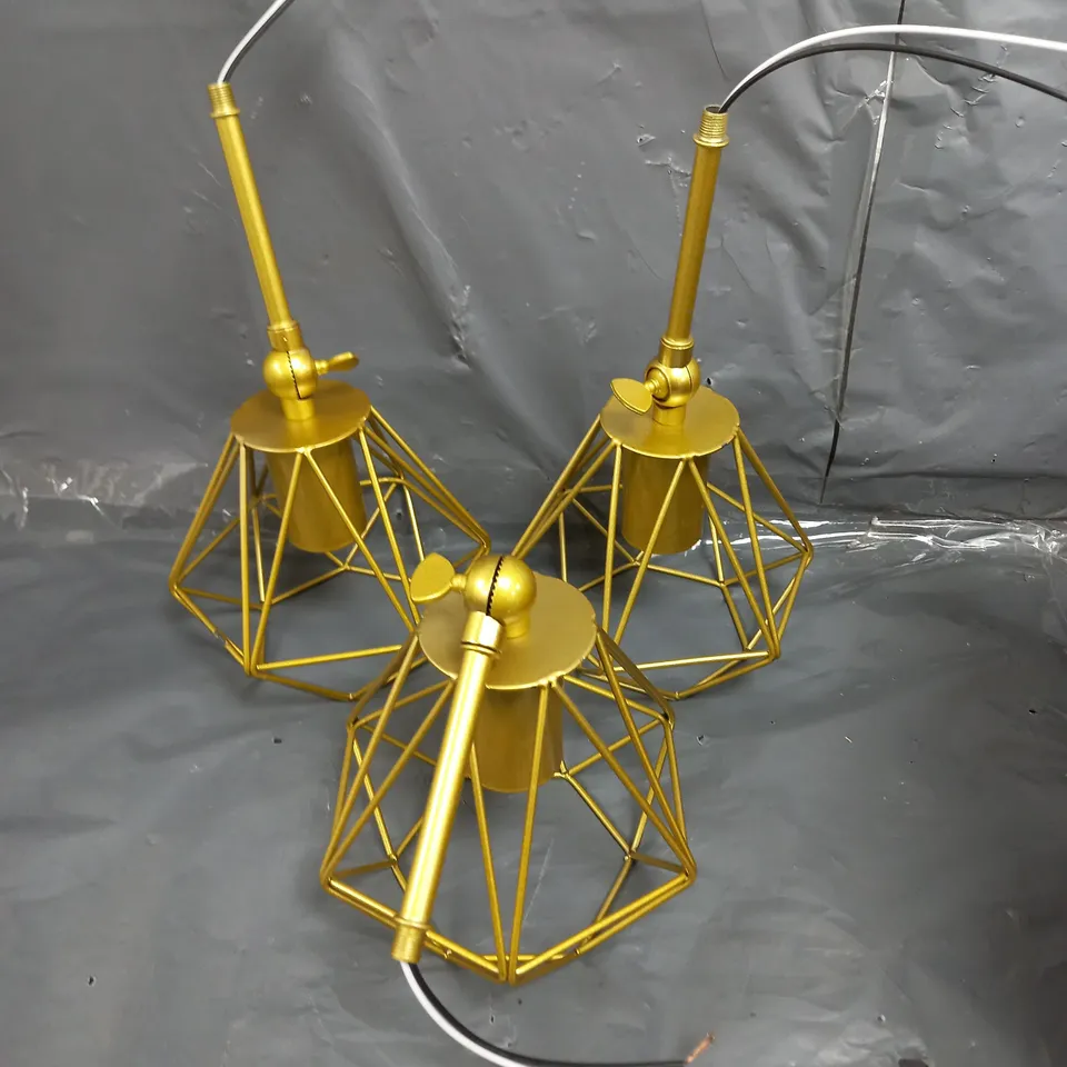 SET OF 3 HANGING CEILING LIGHT PENDANTS IN GOLD