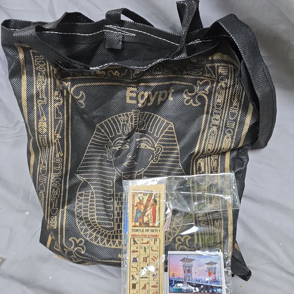EGYPTIAN HIEROGLYPHS ALPHABET EDUCATIONAL KIT, AND FRIDGE MAGNET, IN TOTE BAG (TEMPLE OF SETI MOTIF)