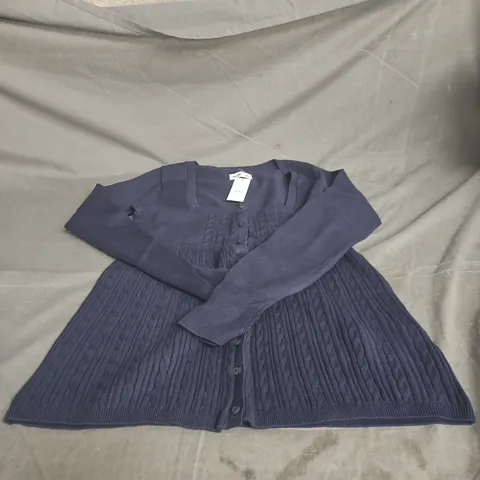 HOLLISTER KNIT BUTTON FRONT TOP – NAVY, UK SIZE L