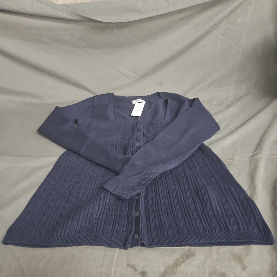 HOLLISTER KNIT BUTTON FRONT TOP – NAVY, UK SIZE L