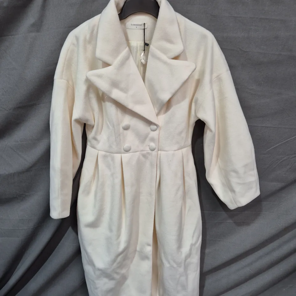 COMMENSE WOMEN'S MISS PARIS TRENCH COAT WITH WIDE LAPELS KNEE-LENGTH - WHITE - SIZE S