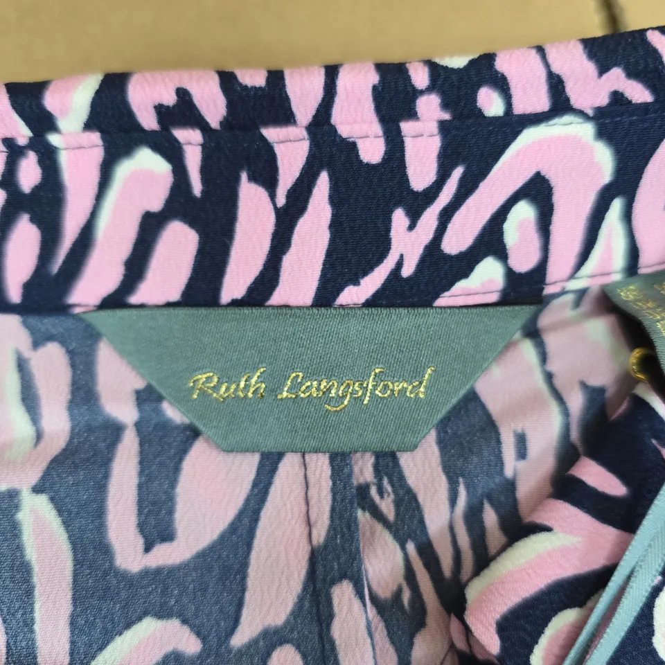 RUTH LANGSFORD PINK ANIMAL PRINT DRESS/BLOUSE UK SIZE 18 PETITE
