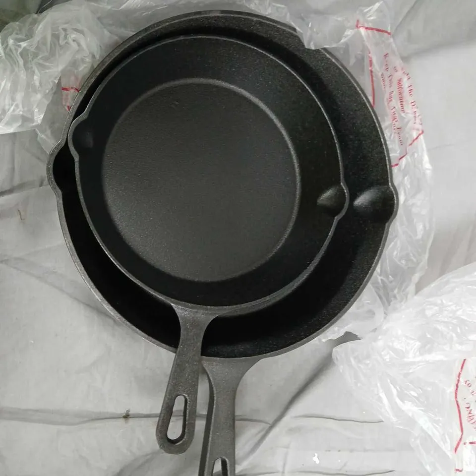 2 CAST IRON FRYING PAN WITH DUAL SIDE HANDLES – ROUND SKILLET