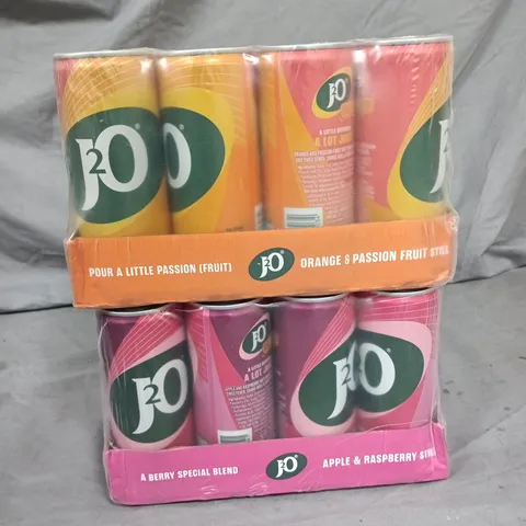 LOT OF 24 250ML CANS OF J20 - ORANGE & PASSION FRUIT + APPLE & RASPBERRY