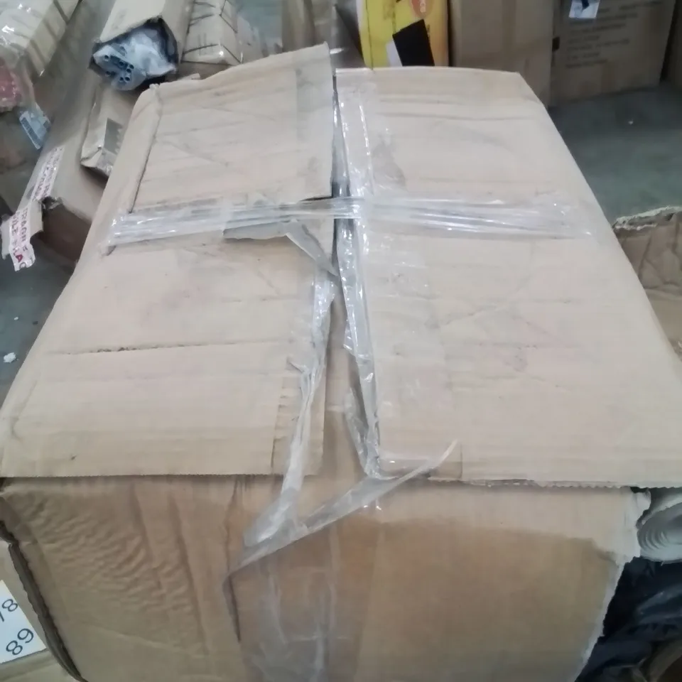 BOX CONTAINING LARGE AMOUNT OF BROWN PAPER PACKAGING PAPER ROLLS,