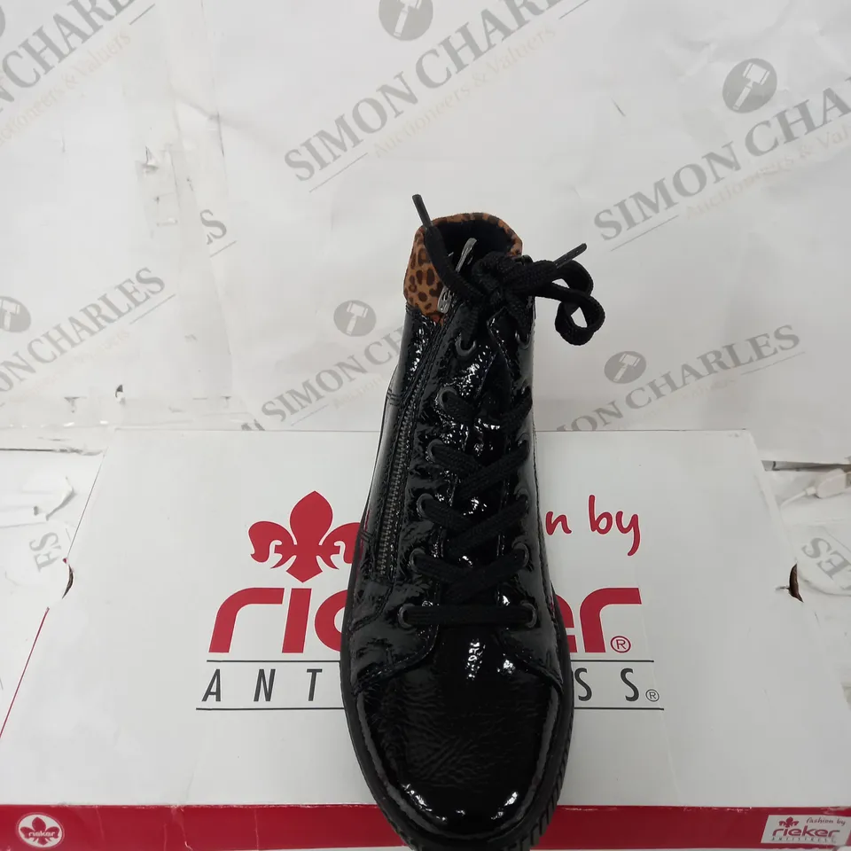 RIEKER BROWN HIGH TOP LEOPARD CUFF - SIZE 5 - BOXED 