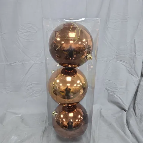 SET OF 3 JUMBO BAUBLES 20CM CHOCOLATE
