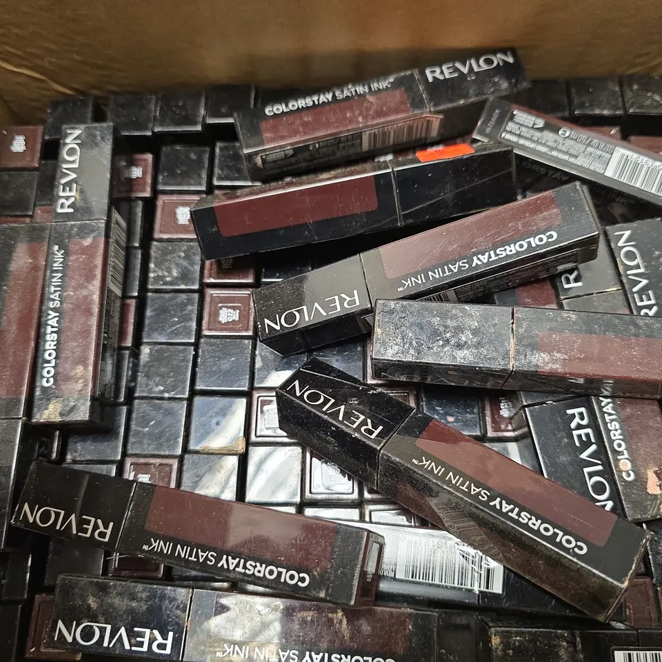 BOX OF APPROIXMATELY 50 REVLON COLOUR STAY SATIN INK 022 BLACK CHERRY