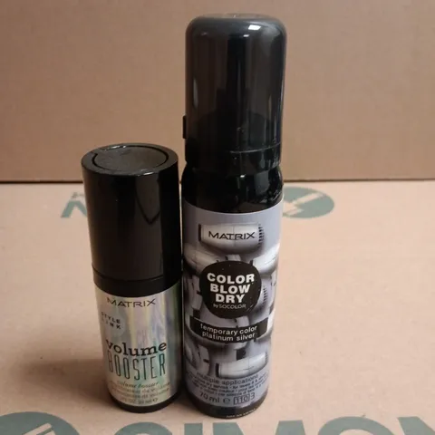 BOX OF APPROXIMATELY 25 MATRIX HAIRCARE PRODUCTS TO INCLUDE TEMPORARY COLOUR SPRAYS AND VOLUME BOOSTERS