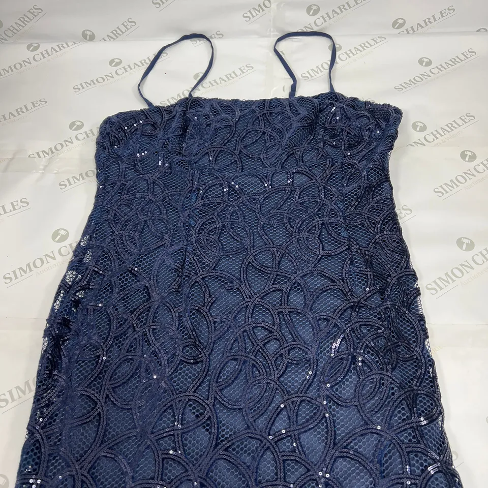 GINA BACCONI SEQUIN DETAILED MIDI DRESS IN NAVY SIZE 20