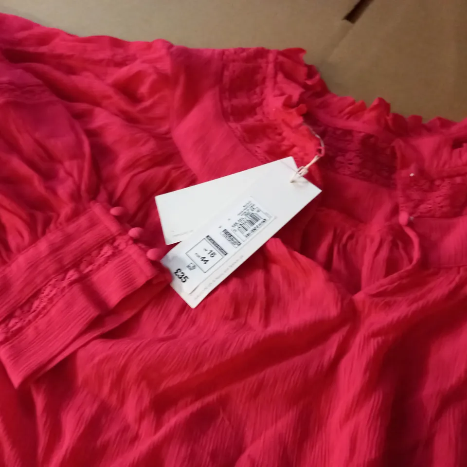 PER UNA VISCOSE BLOUSE IN LIGHT RED - UK 16