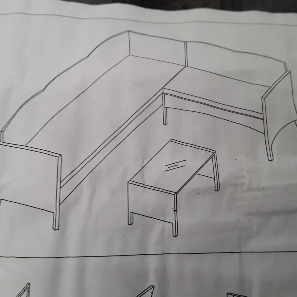 BOXED GREY RATTAN CORNER SOFA (2 BOXES)