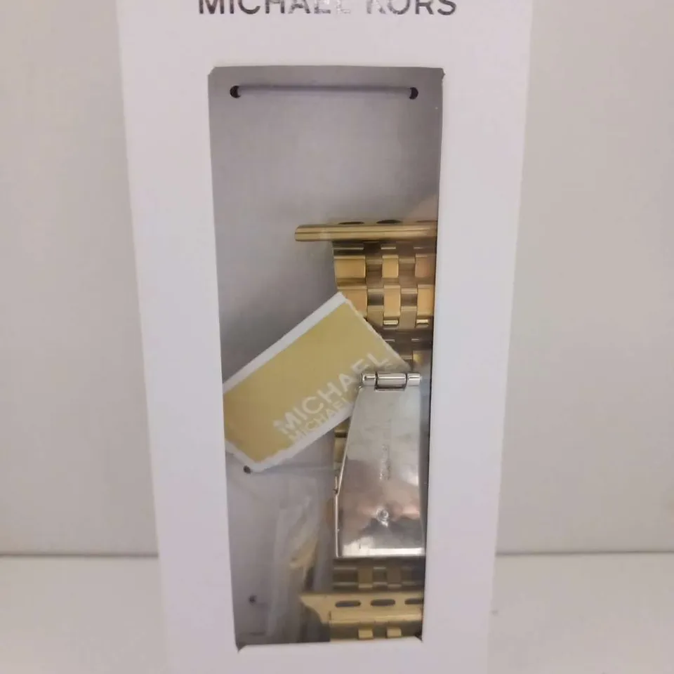 BOXED MICHAEL KORS GOLD TONE STAINLESS STEEL WATCH STRAP COMPATIBLE WITH APPLE WATCH