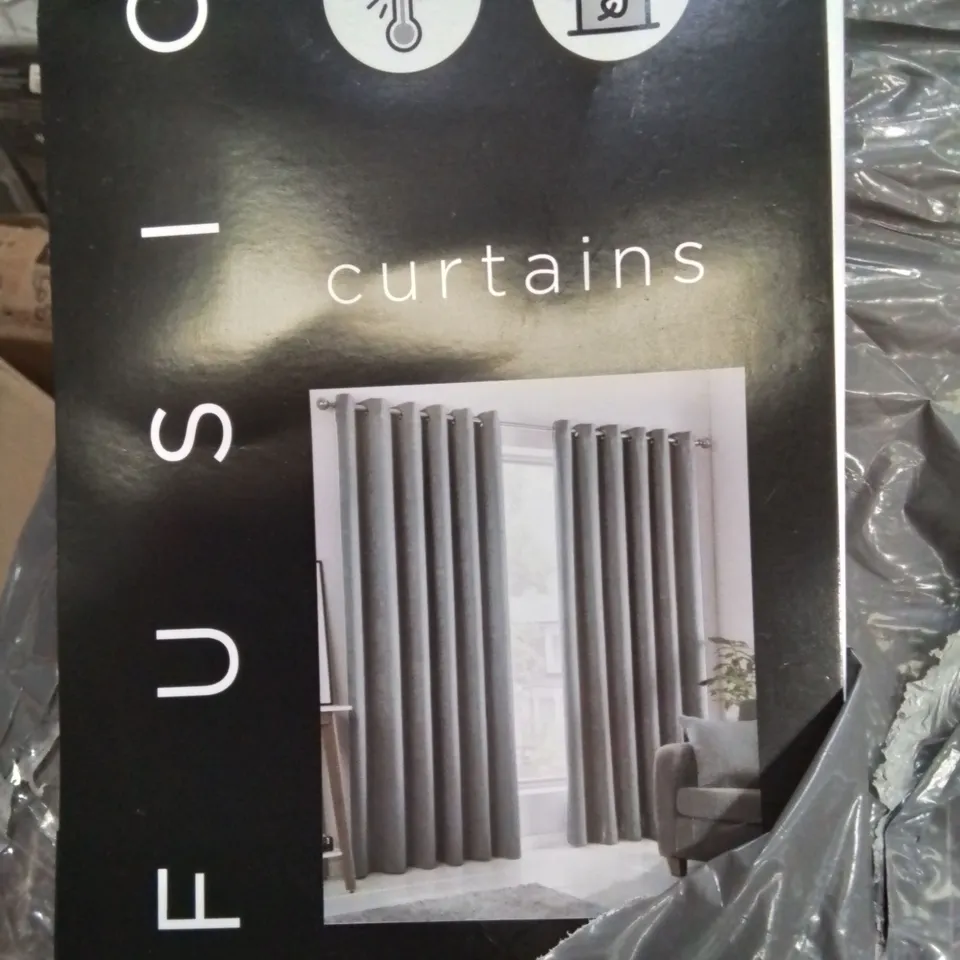 POLYESTER EYELET ROOM DARKENING CURTAINS IN GREY