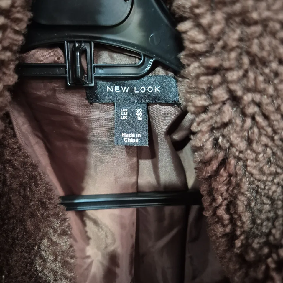 NEW LOOK WOMEN'S BROWN TEDDY BEAR COAT (FAUX SHEARLING), UK 20