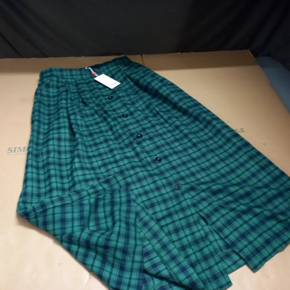 LOUCHE GREEN CHECK SKIRT - UK 12