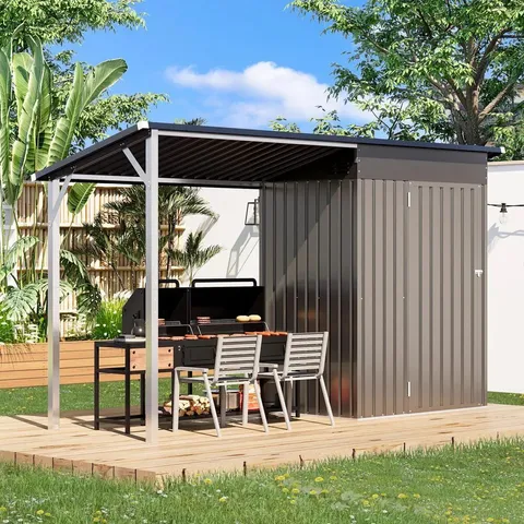 BOXED OUTDOOR 9.75FT W × 3.31FT D METAL STORAGE SHED