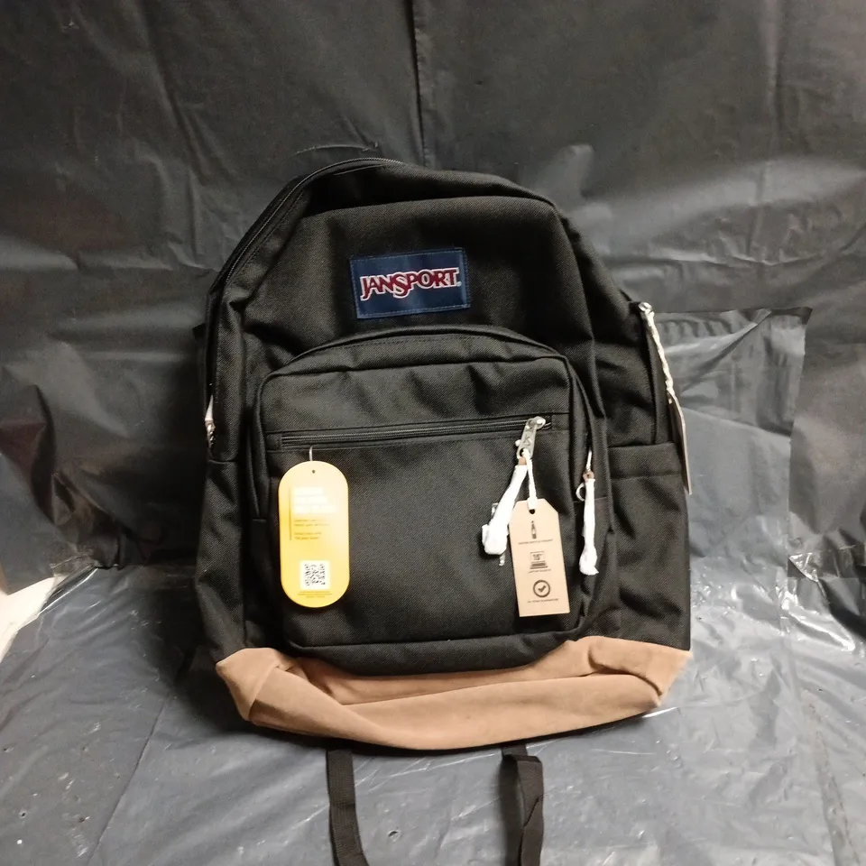 JANSPORT BACKPACK - BLACK WITH TAN BASE, 15IN LAPTOP SLEEVE