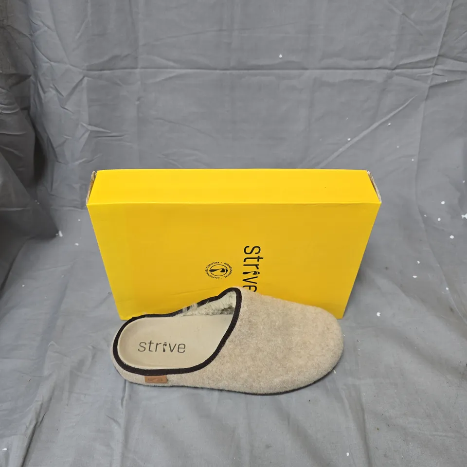 STRIVE BEIGE FELT SLIPPERS – WOMEN'S INDOOR FOOTWEAR-SIZE UK 6