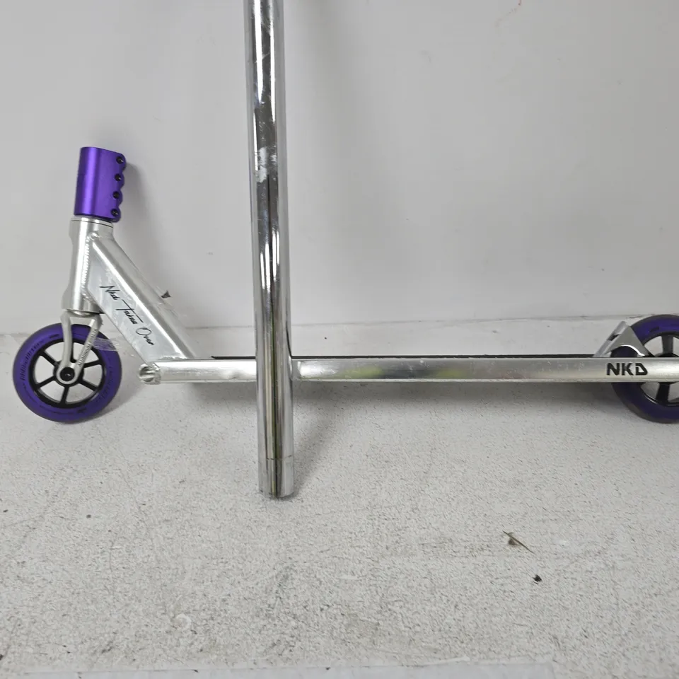 NKD STUNT SCOOTER – ALUMINIUM FRAME, PURPLE WHEELS AND GRIPS