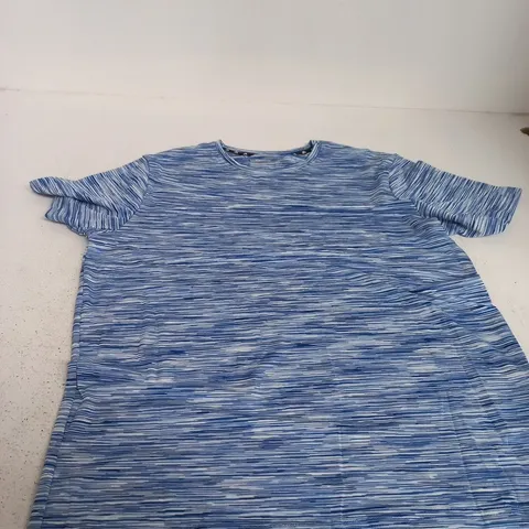 MOUNTAIN T-SHIRT – BLUE STRIPE, SIZE M