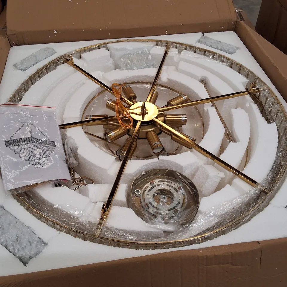 BOXED 15 LIGHT CRYSTAL CHANDELIER 