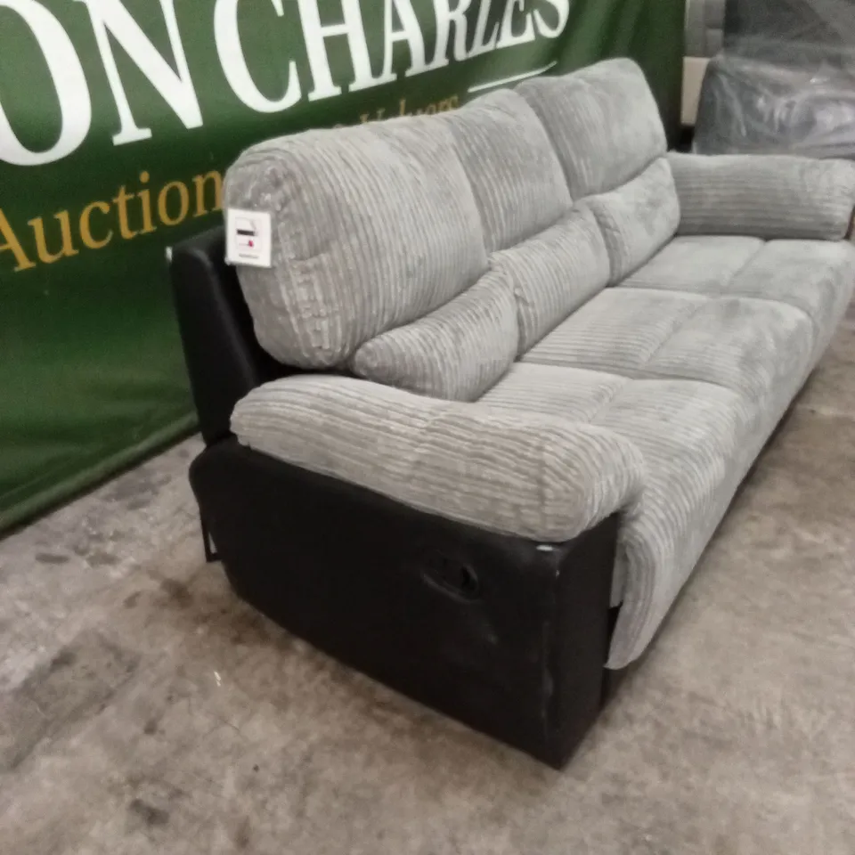 SIENNA FABRIC/FAUX LEATHER HIGH BACK 3 SEATER RECLINER SOFA RRP £849