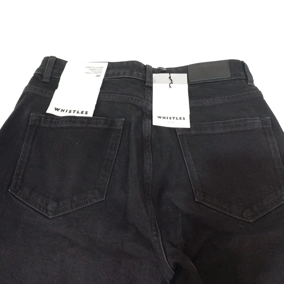 WHISTLES STRETCH BARREL LEG JEANS IN BLACK - UK 30