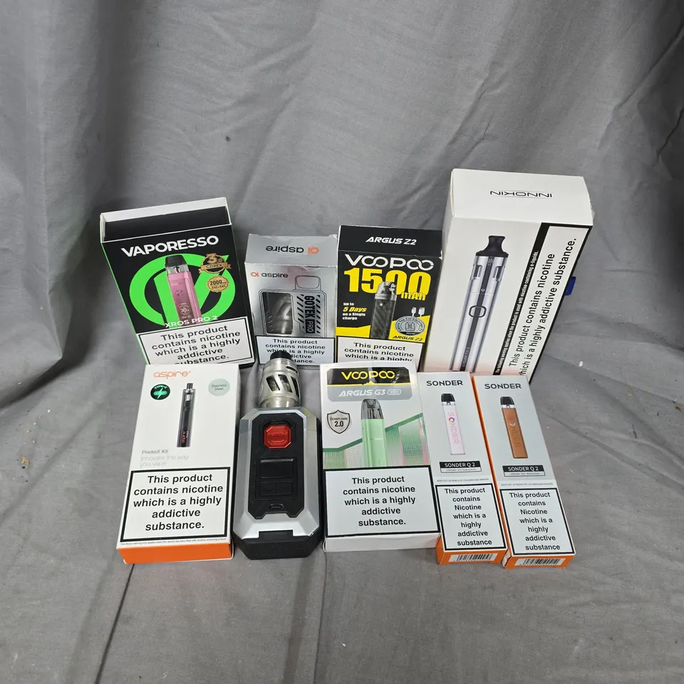 APPROXIMATELY 25 ASSORTED VAPE & E-CIGARETTE PRODUCTS TO INCLUDE BRANDS SUCH AS ASPIRE, GEEKVAPE, VOOPOO, ETC