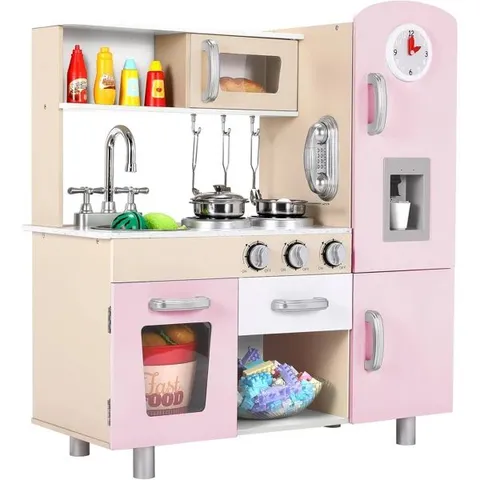 BOXED PLAY KITCHEN WITH LIGHT AND SOUND, CHILDREN'S WOODEN KITCHEN (1 BOX)