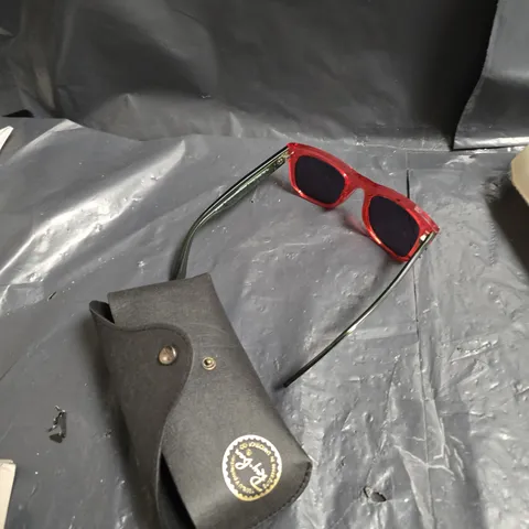 RAY-BAN SUNGLASSES – RED FRAME WITH BLACK ARMS