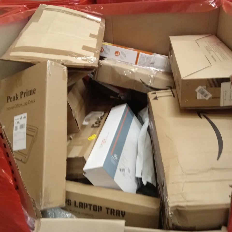 PALLET OF ASSORTED HOUSEHOLD GOODS AND PRODUCTS TO INCLUDE; LAPTOP TRAYS, BOXED FURNITURE ETC