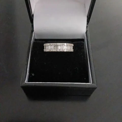 STEEL BY DIAMONIQUE EMERALD CUT BAND RING STAINLESS STEEL