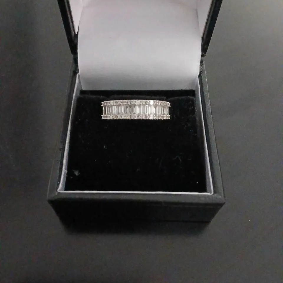 STEEL BY DIAMONIQUE EMERALD CUT BAND RING STAINLESS STEEL