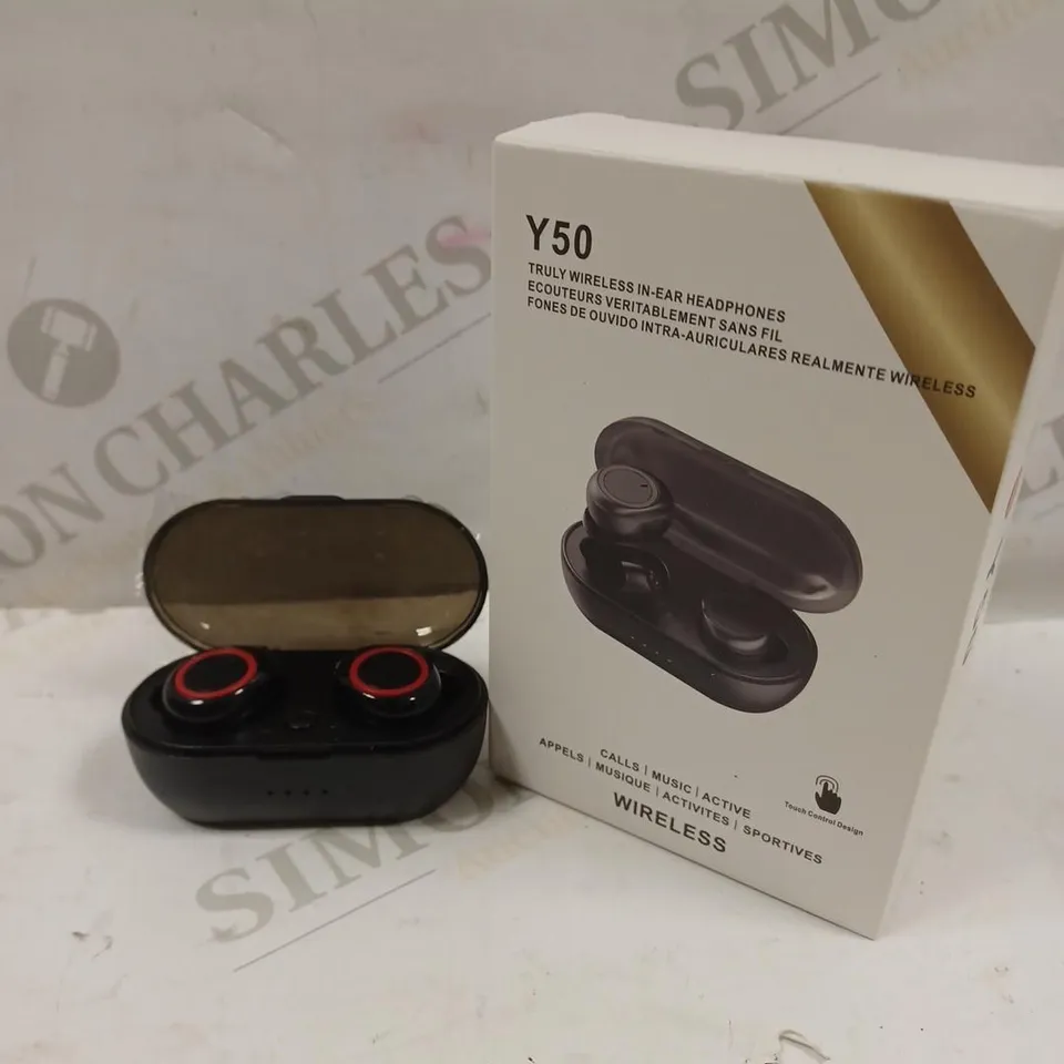 BOXED Y50 TRULY WIRELESS IN EAR HEADPHONES & CHARGING CASE 