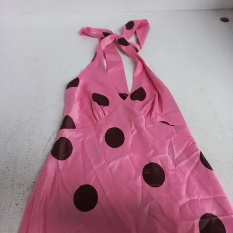 NOBODY'S CHILD PINK POLKA DOT MIDAXI DRESS – UK 4 (EU 32, USA 0)